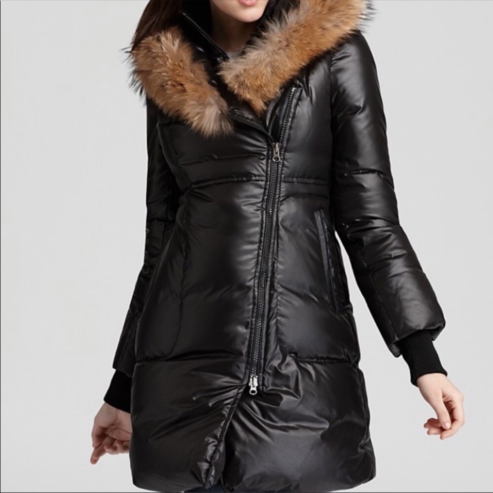 SOLD Mackage Liz Long Down Coat With Fur Trim